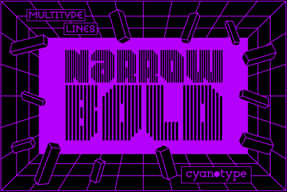 MultiType Lines Narrow Bold: Pixelated Decorative Font