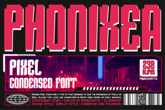 Phonixea - Pixel Condensed: A Futuristic Typeface